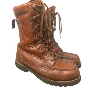 LL Bean Men's 8.5 Waterproof Gore-Tex Leather Hiking Boots Brown *see pics/notes